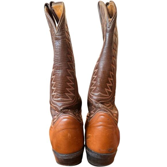 Vintage Tony Lama Two-Toned Brown Leather Western Cowboy Boots 6210 Men Size 7.5 main image 4